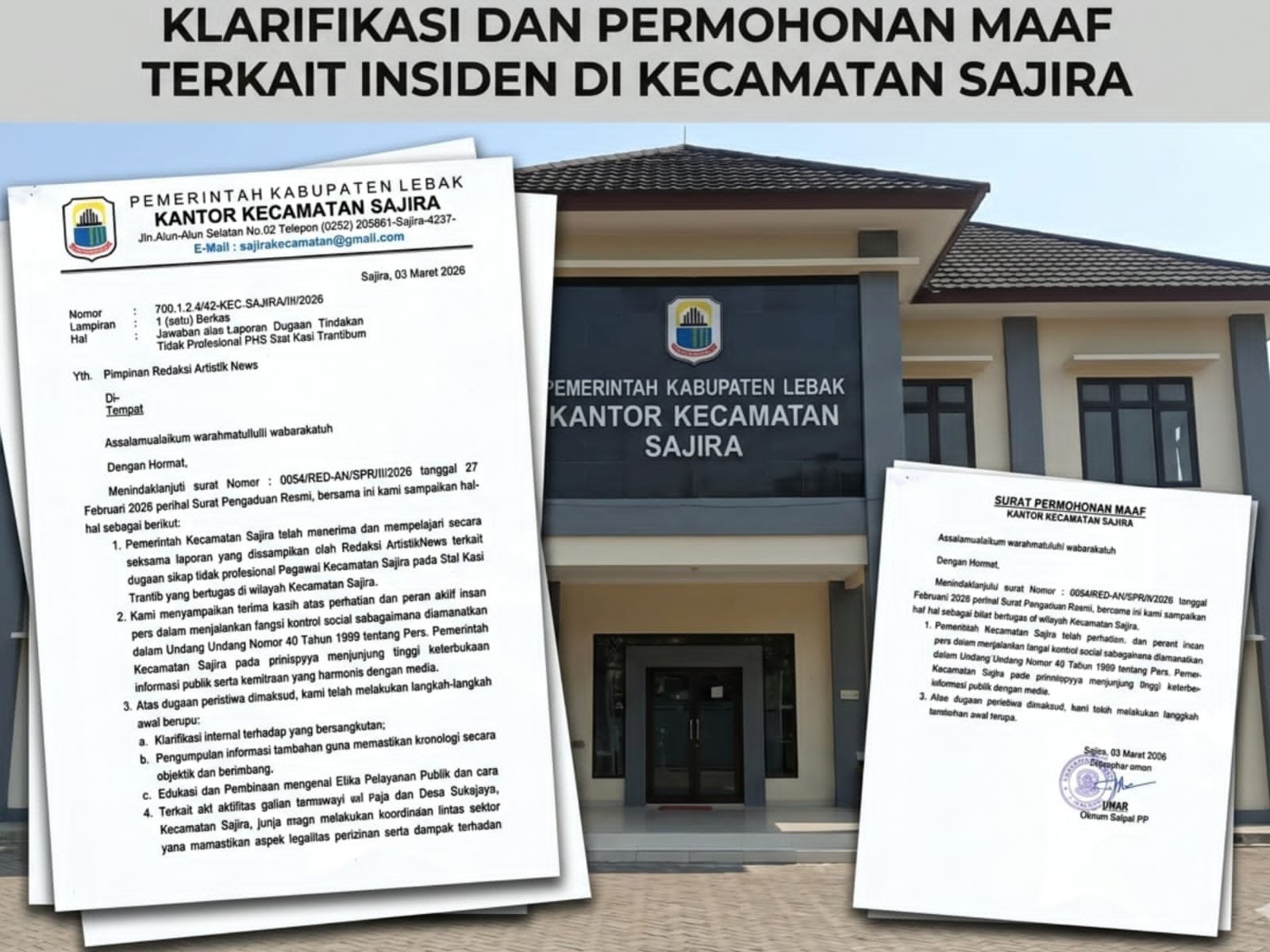 Kecamatan Sajira Sampaikan Klarifikasi Resmi, ArtistikNews Tetap Tempuh Pendampingan Hukum