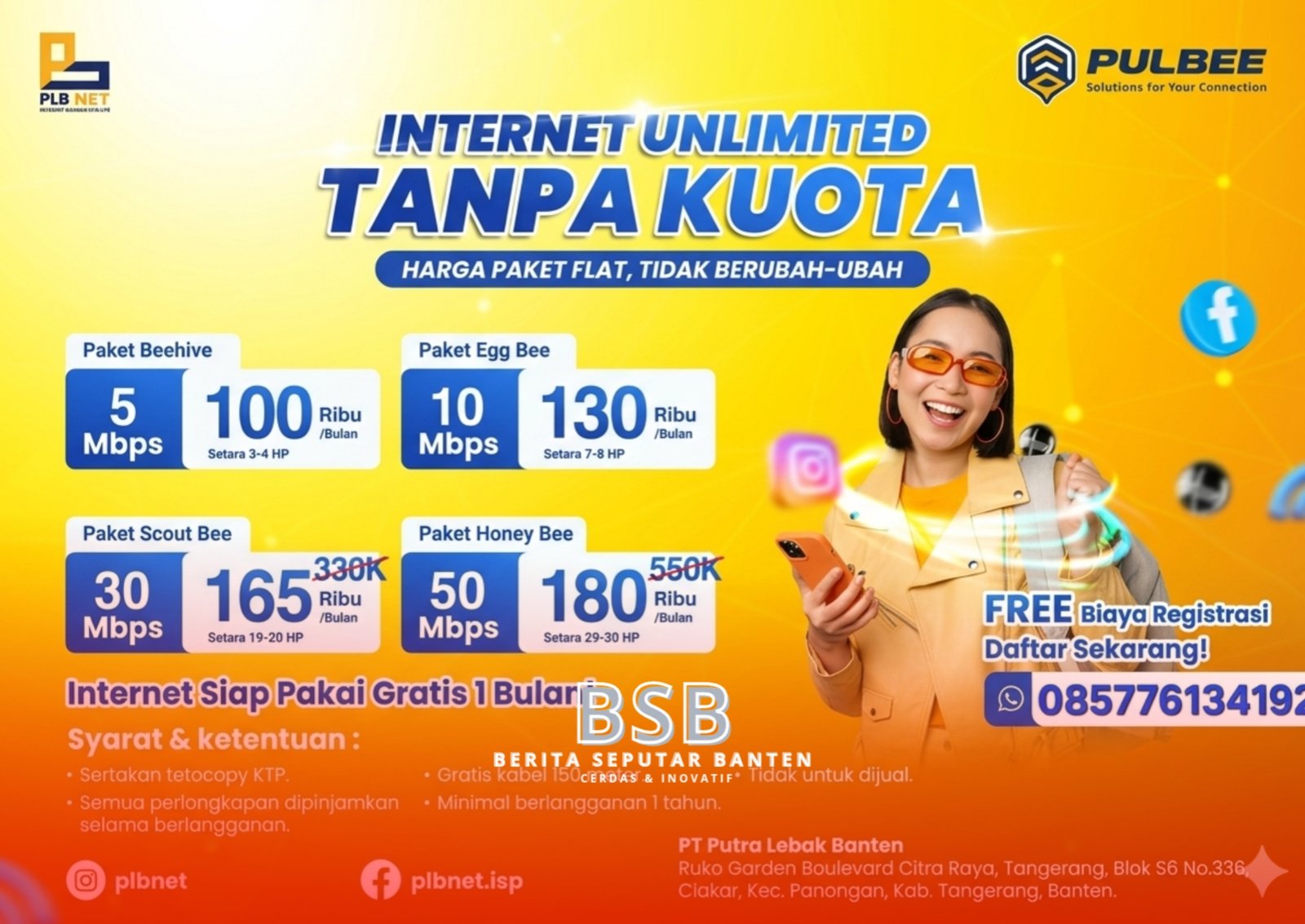Solusi Internet Rumah Tanpa Batas, PLB NET Tawarkan Paket Unlimited Mulai Rp100 Ribu